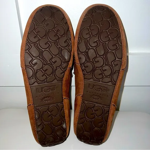 👞UGG• &quot;Tucker&quot; Brown Men’s Suede Leather Driving Shoes Loafers•SIZE 10