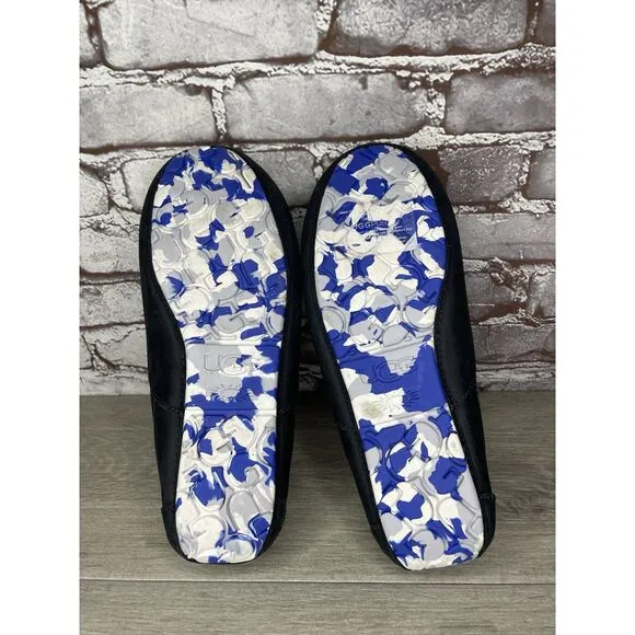 UGG Ascot Slipper Blue Matte Leather Navy Wool Loafers Men’s 10M US/43EU 1103889