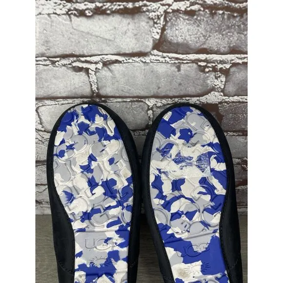 UGG Ascot Slipper Blue Matte Leather Navy Wool Loafers Men’s 10M US/43EU 1103889
