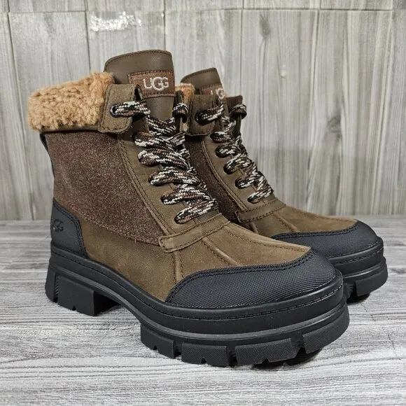 UGG Ashton Addie Tipped Brown Waterproof Fur Boots - Women's Size 7