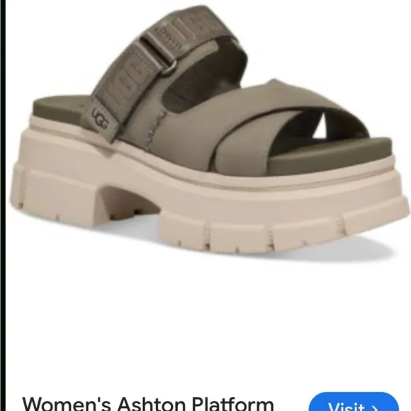 UGG Ashton women’s sandals in Moss Green. NIB