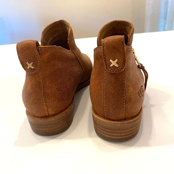 UGG Aureo Women's‎ Waterproof Zip Ankle-High Boots Booties Chestnut Suede US 8