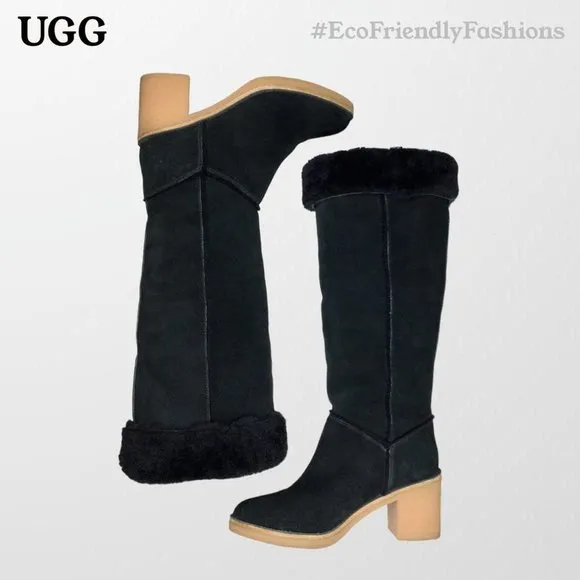UGG Australia Classic Kasen Tall Womens Black Suede Boots Size 8