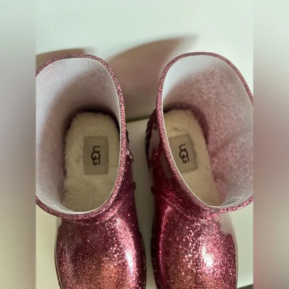 UGG Australia Girls Drizlita Pink Glitter Rain Boots - Waterproof* Size 4