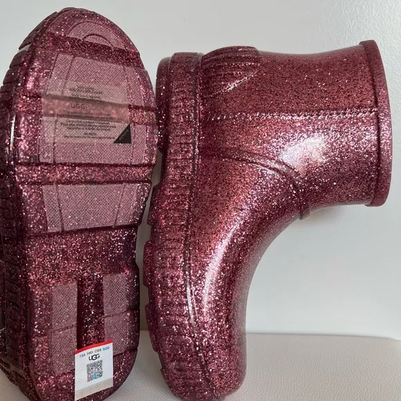 UGG Australia Girls Drizlita Pink Glitter Rain Boots - Waterproof* Size 4