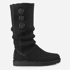 UGG Black Sweater Knit Classic Cardy Convertible Boots Wool Lining Size 7