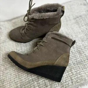 UGG Bridgit US 8 EU 39 Women’s Dark Gray Waterproof Suede Wedge Heel Ankle Boots