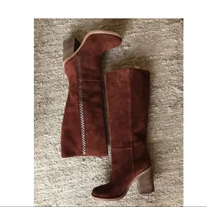 UGG Brown Winter Boots with Chunky Heel and Side Zipper