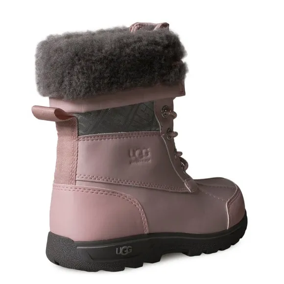UGG BUTTE LEATHER WATERPROOF BOOTS PINK GRAY sz 6 y 7.5-8 women