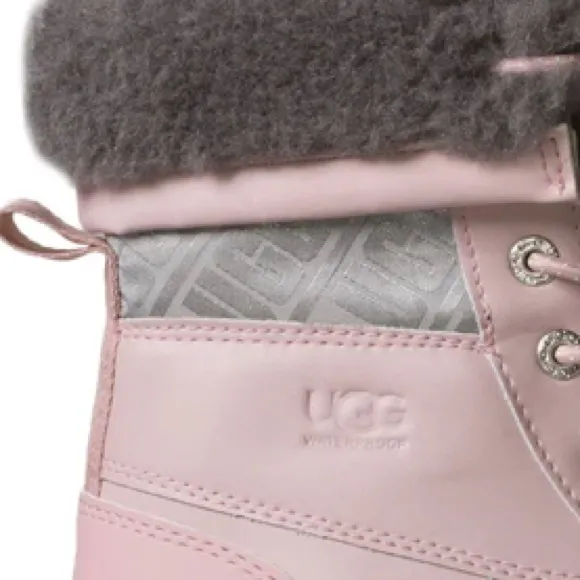 UGG BUTTE LEATHER WATERPROOF BOOTS PINK GRAY sz 6 y 7.5-8 women