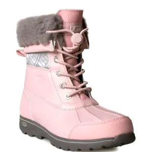 UGG BUTTE LEATHER WATERPROOF BOOTS PINK GRAY sz 6 y 7.5-8 women