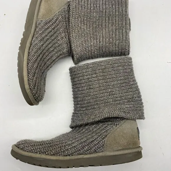 UGG Cardy Grey Sweater Boots Women’s Size 8 Cardy Gray Rolled Cuffed Knit Boots