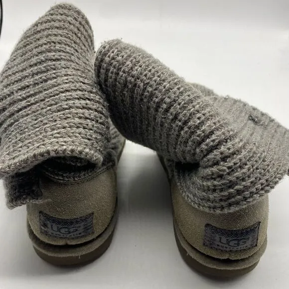 UGG Cardy Grey Sweater Boots Women’s Size 8 Cardy Gray Rolled Cuffed Knit Boots