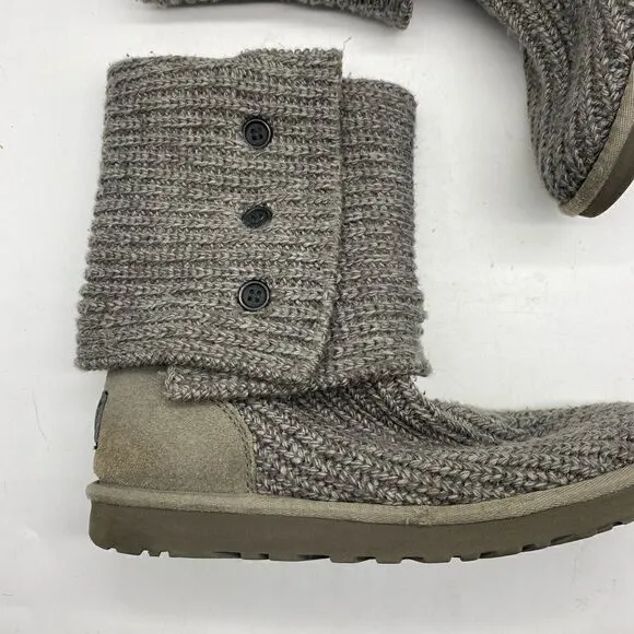 UGG Cardy Grey Sweater Boots Women’s Size 8 Cardy Gray Rolled Cuffed Knit Boots