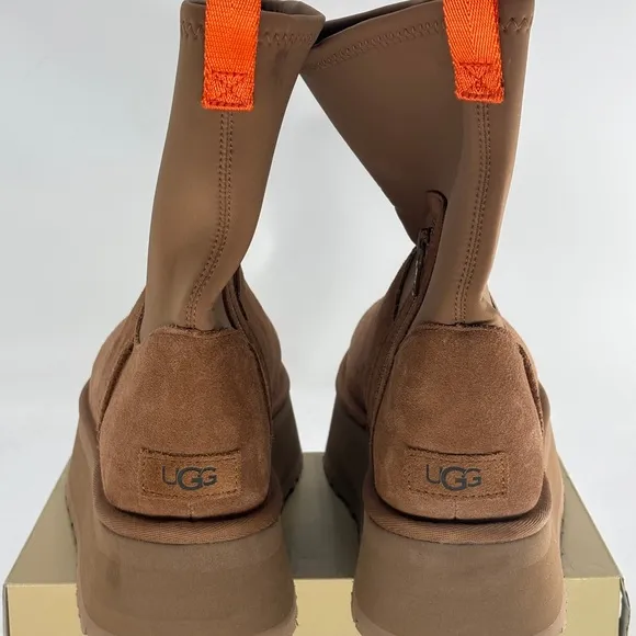 Ugg‎ Classic Dipper Platform Boots 12 Chestnut Brown Suede Sheepskin Women NEW