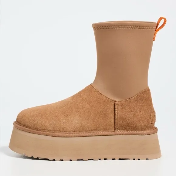 Ugg‎ Classic Dipper Platform Boots 12 Chestnut Brown Suede Sheepskin Women NEW