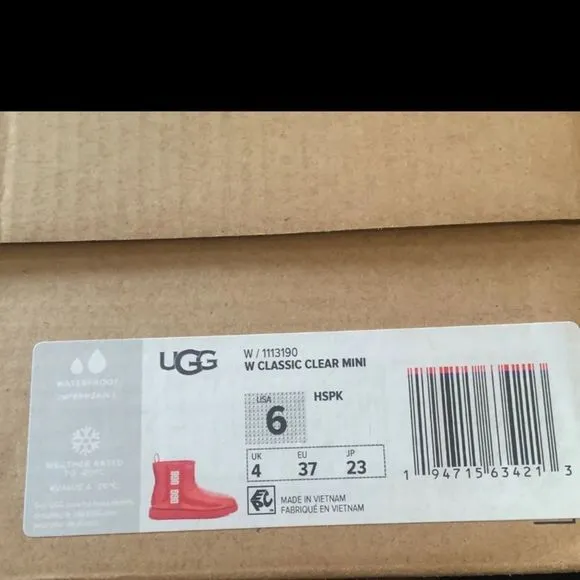 Ugg Classic Mini Clear Boots size 6 New