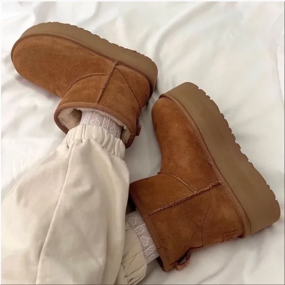 UGG CLASSIC MINI PLATFORM BOOTS NWT NIB Chestnut 8 🖤 BLOGGERS FAV | TIK TOK
