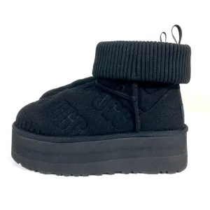 UGG Classic Mini Platform Logo Felted Boots Black 7 10 NEW 1144047