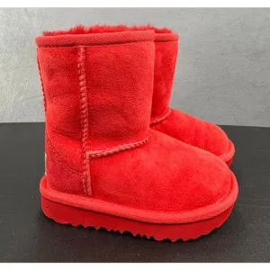 UGG Classic Short II Toddler Size 6 Sherling Fur Red Boots 1017703T Kids