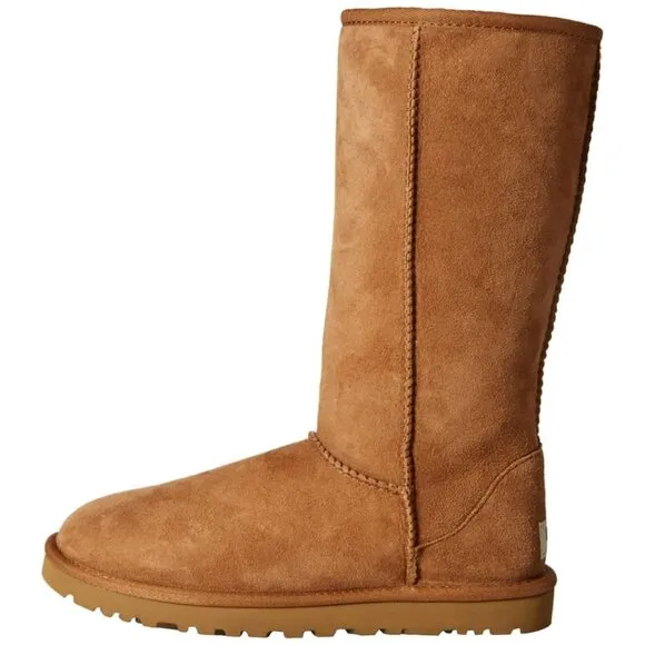 UGG Classic Tall Shearling Suede Boots Chestnut Brown 8