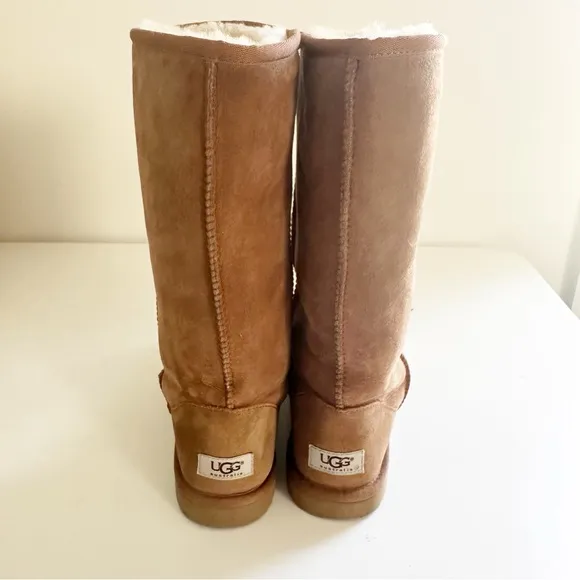 UGG Classic Tall Shearling Suede Boots Chestnut Brown 8