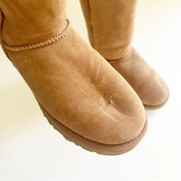 UGG Classic Tall Shearling Suede Boots Chestnut Brown 8