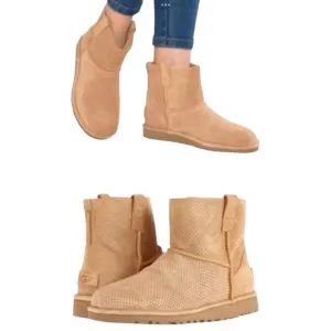 Ugg classic unlined mini perforated brown boots size 8