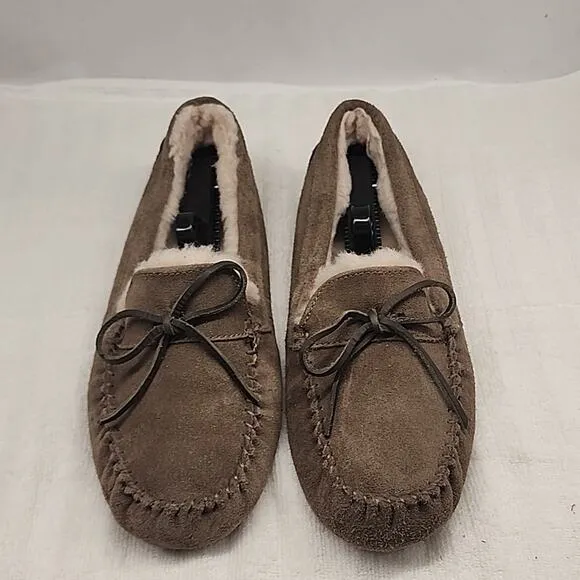 UGG DAKOTA AUSTRALIAN MOCCASIN SLIPON LOAFER SUEDE🐑WOOL🐑INSOLE LADIES 10 NWOB