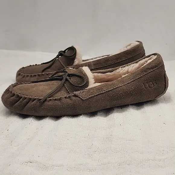 UGG DAKOTA AUSTRALIAN MOCCASIN SLIPON LOAFER SUEDE🐑WOOL🐑INSOLE LADIES 10 NWOB