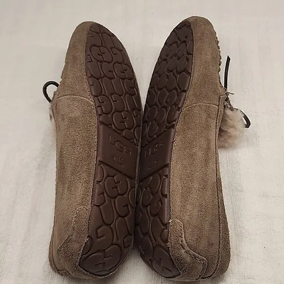 UGG DAKOTA AUSTRALIAN MOCCASIN SLIPON LOAFER SUEDE🐑WOOL🐑INSOLE LADIES 10 NWOB