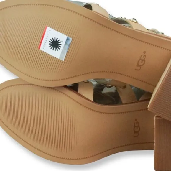UGG Macayla Studded Bling Leather Gladiator Block Heel Sandals