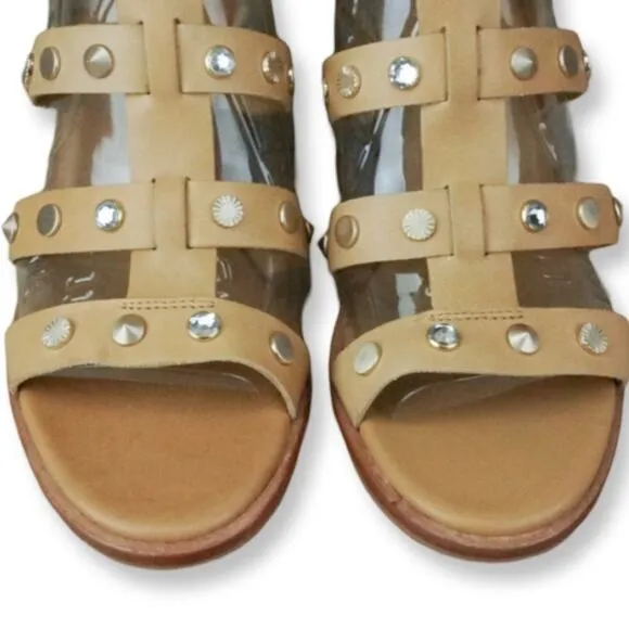 UGG Macayla Studded Bling Leather Gladiator Block Heel Sandals