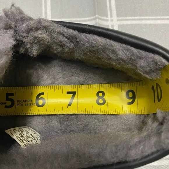 UGG Men’s Black Suede Ascot Slippers Loafers Grey Wool, Rubber Sole Size 9