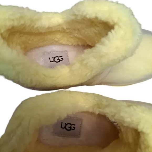 UGG Rain Boots Women's 6 Yellow Raincloud Clear Waterproof Rubber‎ Wool Lined