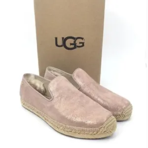 UGG Sandrinne II Espadrille Loafers Metallic Rose Pink 10