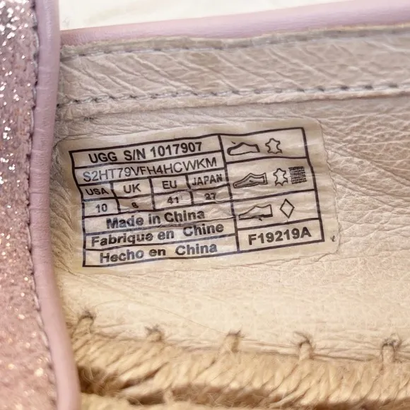 UGG Sandrinne II Espadrille Loafers Metallic Rose Pink 10