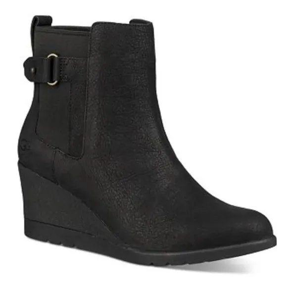 UGG sz.9 Ankle Boots Chelsey Booties Indra Waterproof Wedge Suede Fleece Lined