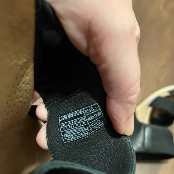 UGG Wedge Sandals Australian Hilarie BlackLeather and Elastic straps - 7