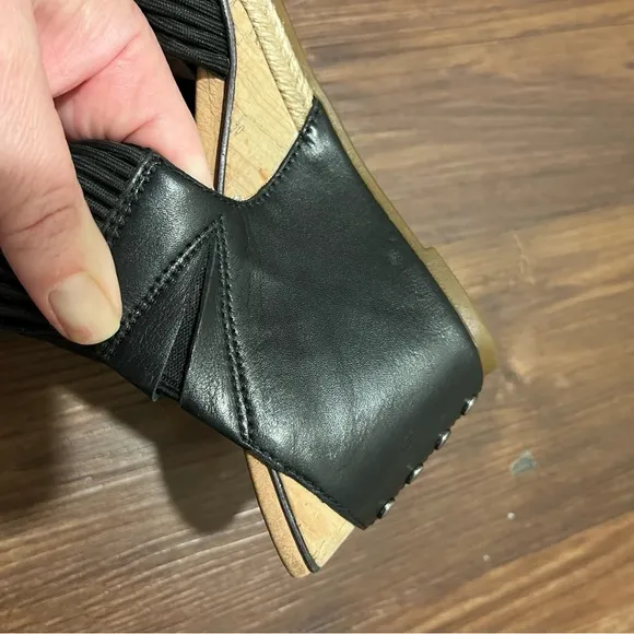 UGG Wedge Sandals Australian Hilarie BlackLeather and Elastic straps - 7
