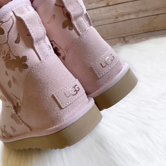 UGG Women’s Classic Mini Floral Foil Seashell Pink Boots