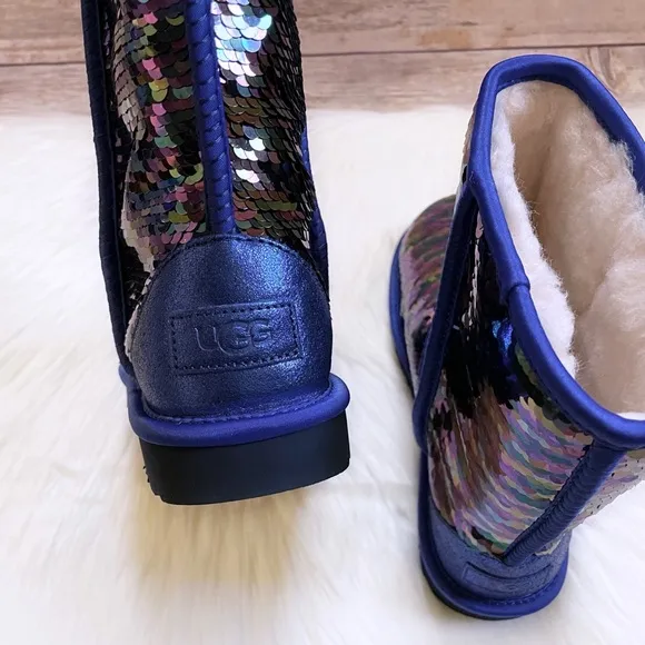 UGG Women’s Classic Short Sequin Blue Boots