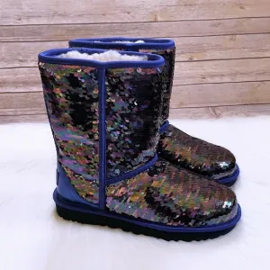 UGG Women’s Classic Short Sequin Blue Boots