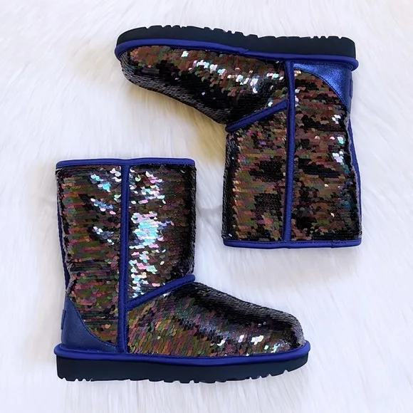 UGG Women’s Classic Short Sequin Blue Boots