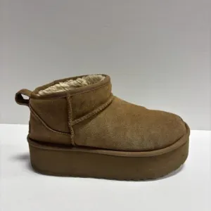 UGG Women’s Classic Ultra Mini Platform Booties Brown, Size 7 M