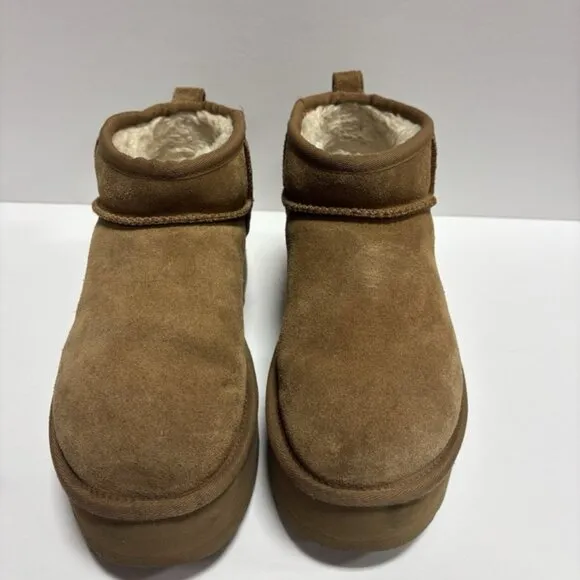 UGG Women’s Classic Ultra Mini Platform Booties Brown, Size 7 M