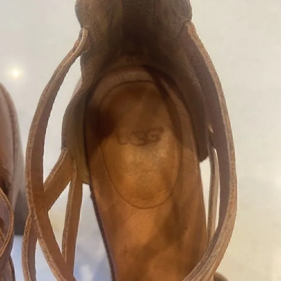 Ugg women’s sandals size 9 leather wooden, very nice excellent condition.