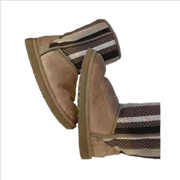 UGG Women's US 8 Woven Weave Suede Charcoal Gray Classic Short Boots 1010551