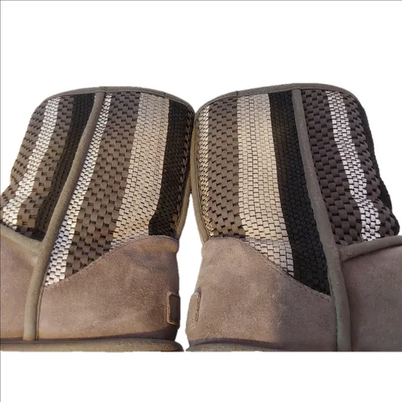 UGG Women's US 8 Woven Weave Suede Charcoal Gray Classic Short Boots 1010551
