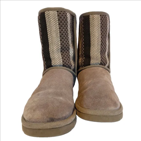 UGG Women's US 8 Woven Weave Suede Charcoal Gray Classic Short Boots 1010551